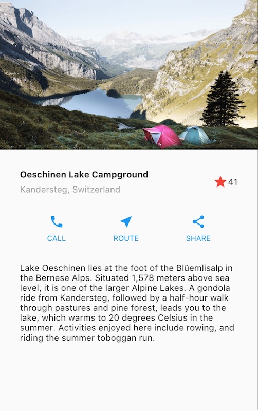 finished lakes app that you'll build in 'Building a Layout'